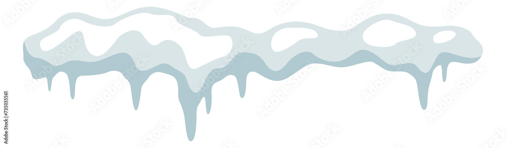 Cartoon snow cap. Winter border with icicles decoration Cartoon snow cap. Winter border with icicles decoration