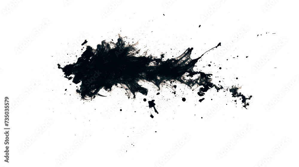Black Ink Splatter Against a Transparent Background in a Creative Art Project