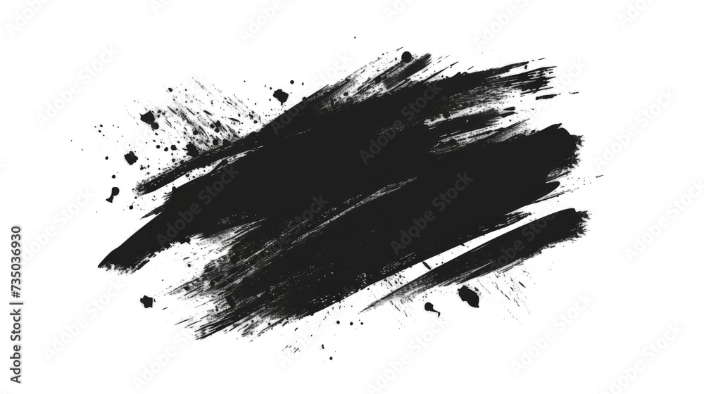 Black Ink Stroke on a Transparent Background