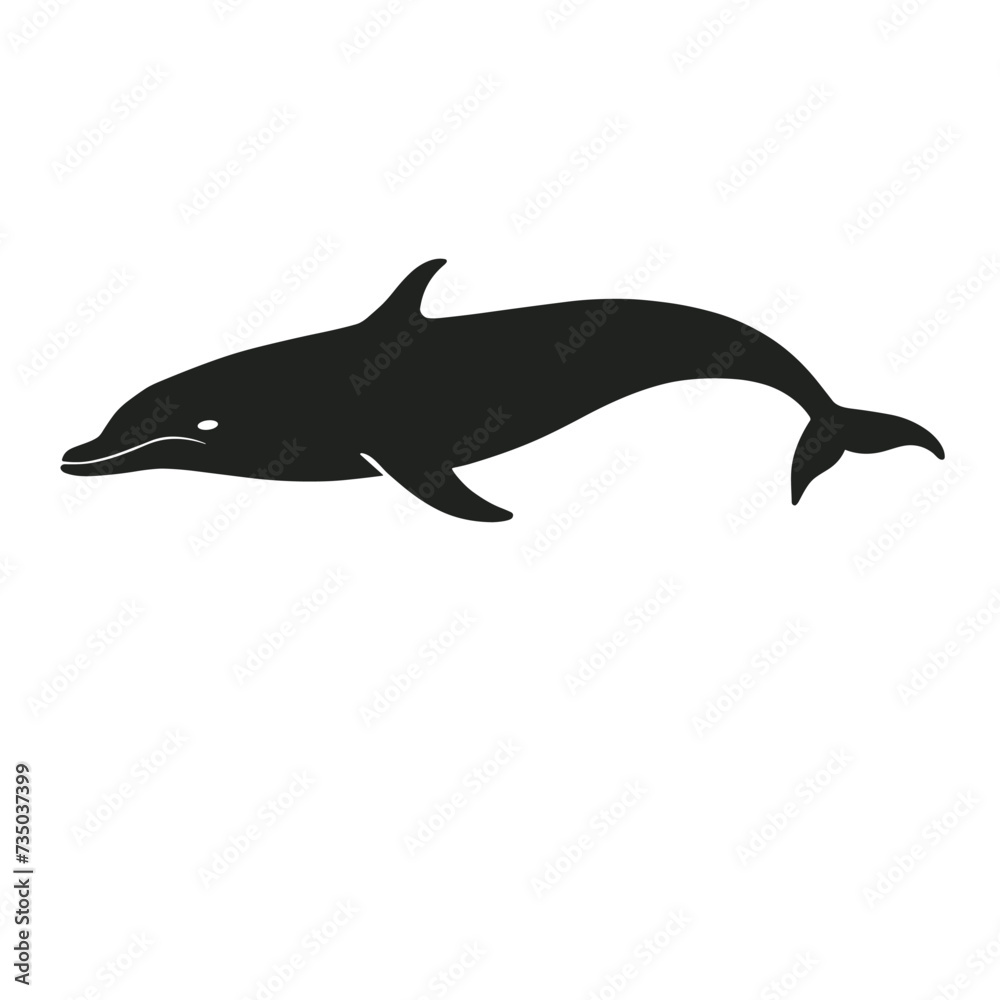 Obraz premium Silhouette of a dolphin in a minimalist vector illustration on a white background.