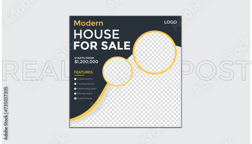 Modern real state home sale or Instagram social media post design template  For web banner ads social media layouts template design bundle vector. 