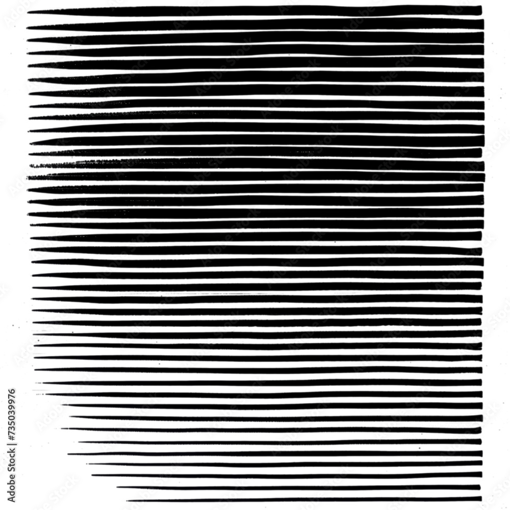 Black and White Drawing of Lines, Isolated on a Transparent Background