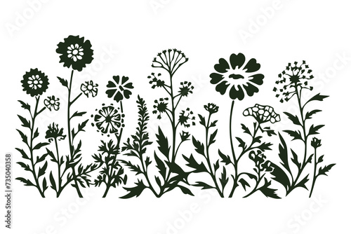 Minimal Wildflower Set, Minimalistic Flowers Arrangement, Frames & Borders, Floral Doodle, Hand-drawn, Vector Wildflower & Flower Design, For Tattoo, Cricut, Laser Cut, Branding, Wedding, PoD