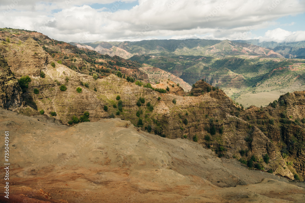 Aerial View of Waimea Canyon State Park, Kauai County, Hawaii, United States.