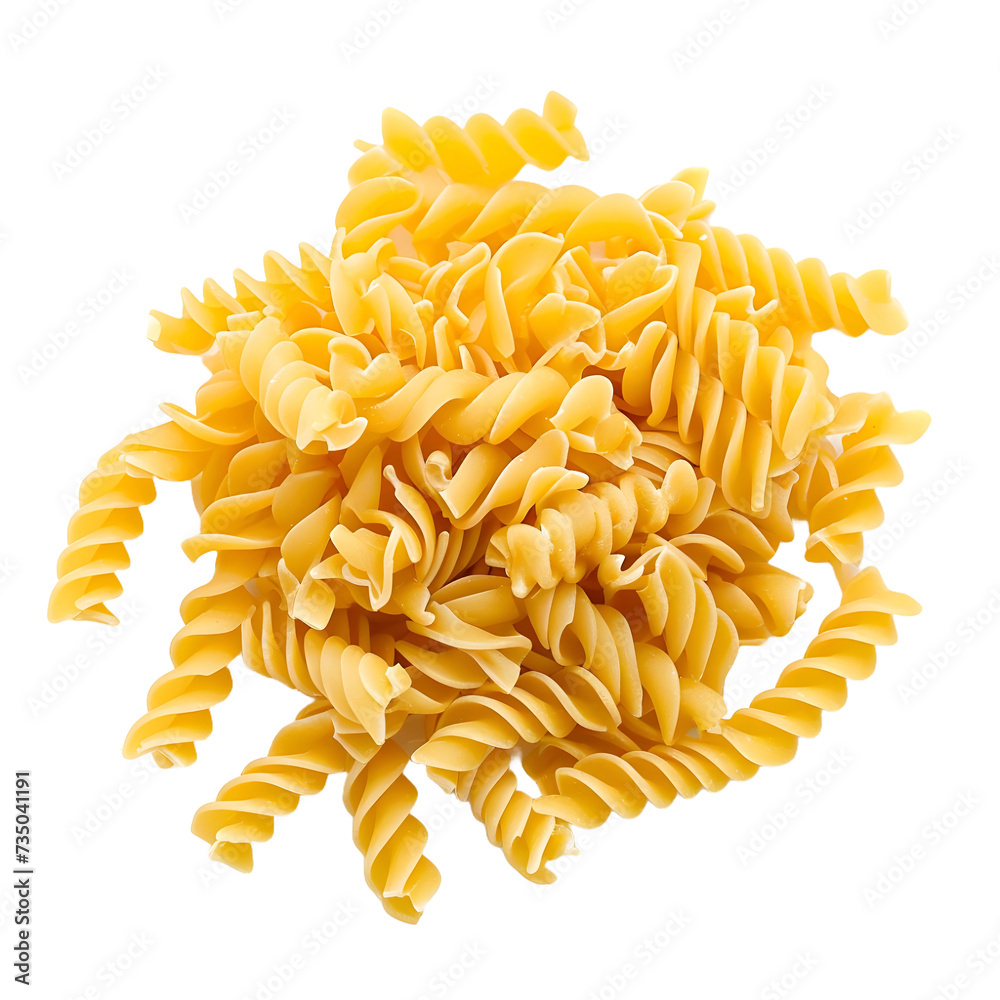 Fusilli pasta isolated on transparent or white background, png Fusilli pasta isolated on transparent or white background, png
