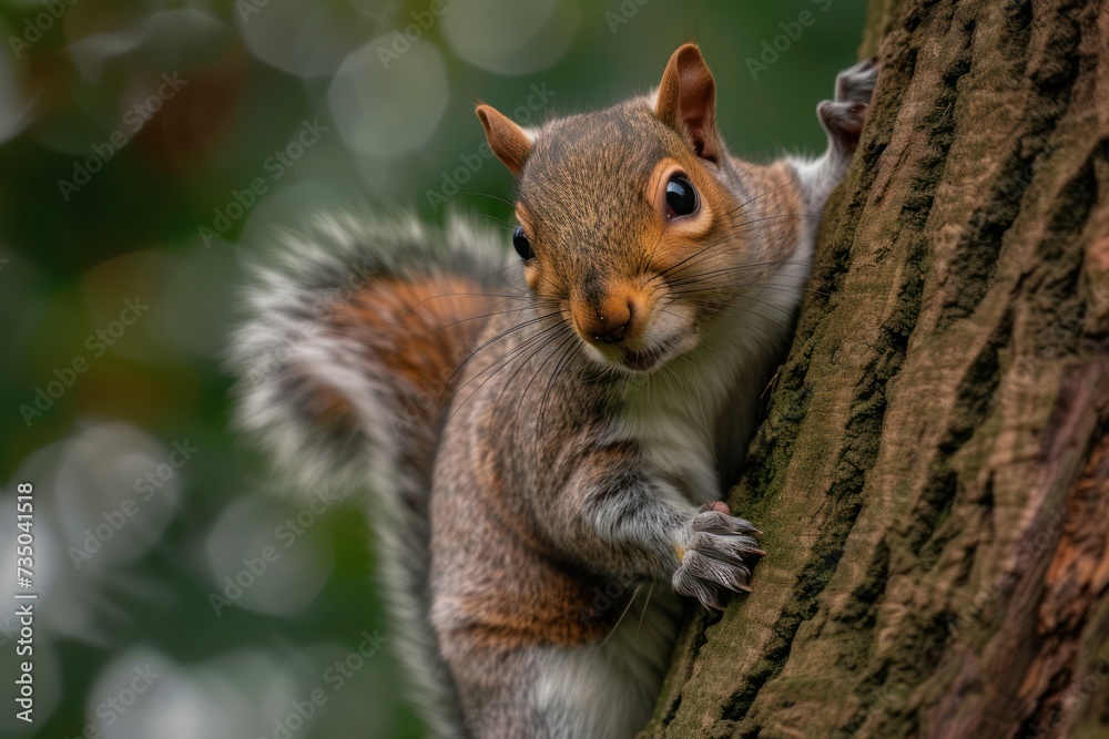 Obraz premium Curious Squirrel on Tree