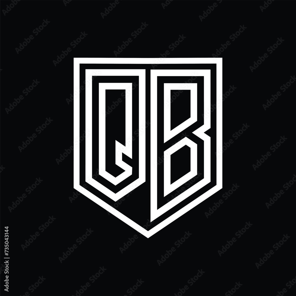 QB Letter Logo monogram shield geometric line inside shield isolated style design QB Letter Logo monogram shield geometric line inside shield isolated style design