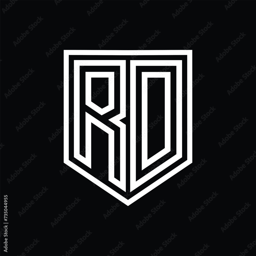 RD Letter Logo monogram shield geometric line inside shield isolated style design RD Letter Logo monogram shield geometric line inside shield isolated style design