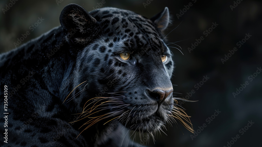 A big black panther in the jungle A big black panther in the jungle