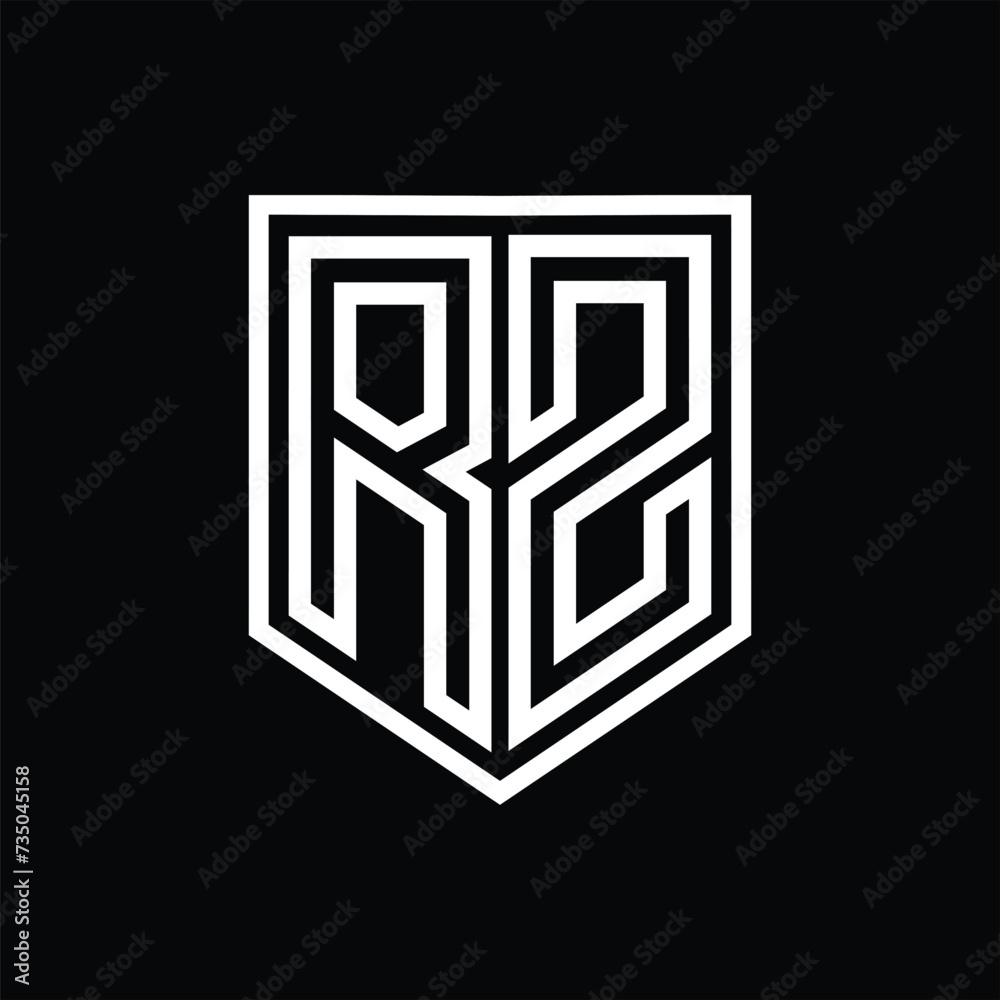 RZ Letter Logo monogram shield geometric line inside shield isolated style design RZ Letter Logo monogram shield geometric line inside shield isolated style design