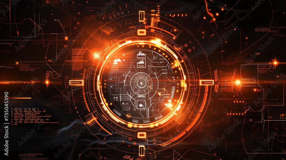 Amber color cyber and tech background Amber color cyber and tech background