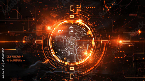 Amber color cyber and tech background
