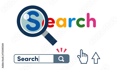 Illustration of web search. search bar click loupe
/web検索のイラストレーション。検索バー クリック ルーペ 