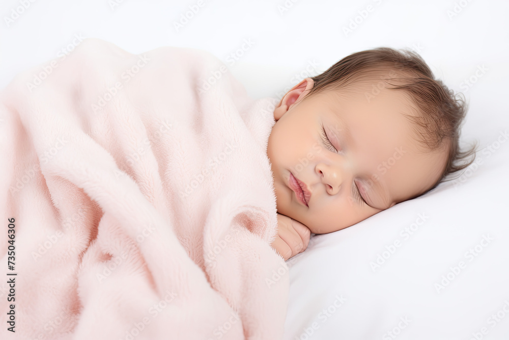 Infant sleeping soundly on a soft blanket Infant sleeping soundly on a soft blanket
