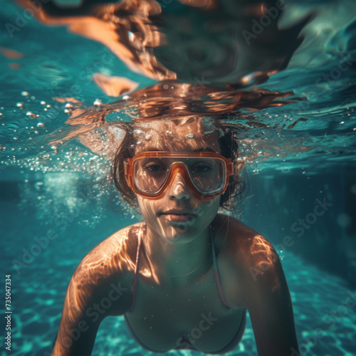Water woman swim sport pool girl young underwater lifestyle person vacations blue female summer ai technology