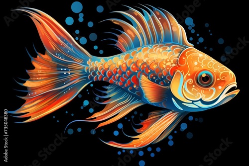a colorful fish with a black background