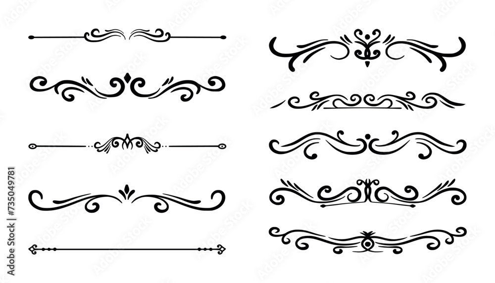 Vintage ornamental Borders elements icon vector set