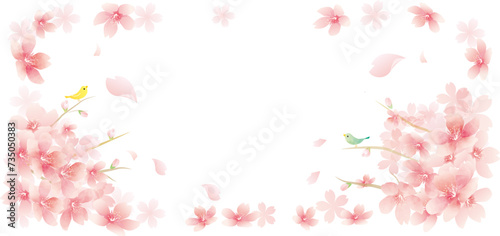 春の花 桜のベクターイラスト spring flowers background