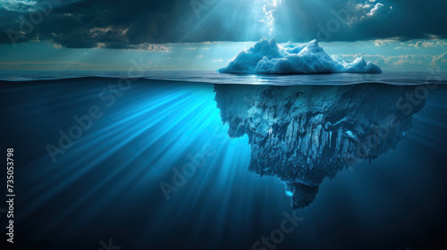 Submerged iceberg seen from underwater photo