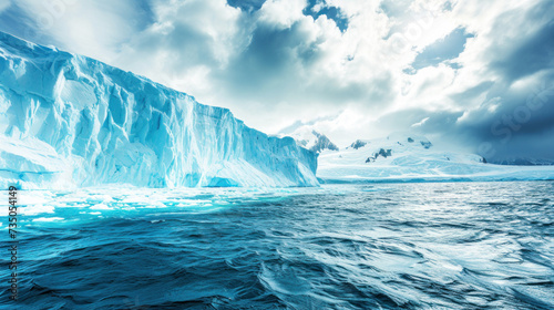 Iceberg in cold sea, dramatic lighting