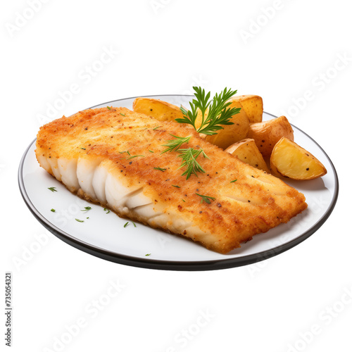 Fish and potato feed isolated on transparent background, png file