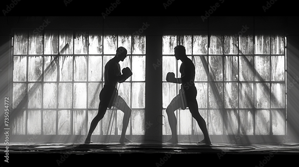 Boxers in the ring, sport - obrazy, fototapety, plakaty 