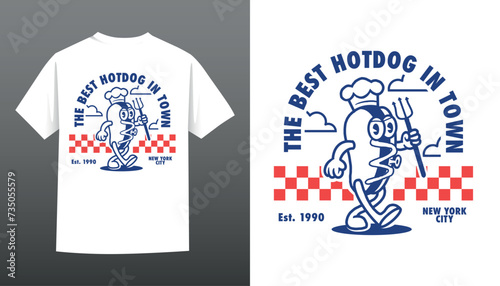 illustration vector graphic of vintage style logo Hotdog mascot perfect for t-shirt design print
