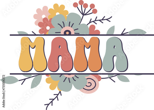Mama Wavy Groovy T shirt design