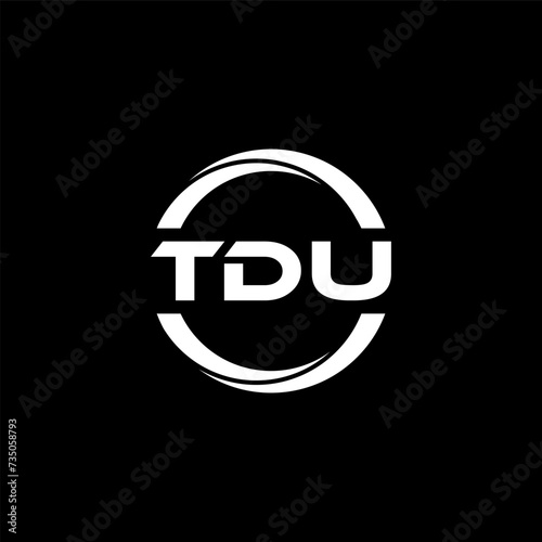 TDU letter logo design with black background in illustrator, cube logo, vector logo, modern alphabet font overlap style. calligraphy designs for logo, Poster, Invitation, etc. photo