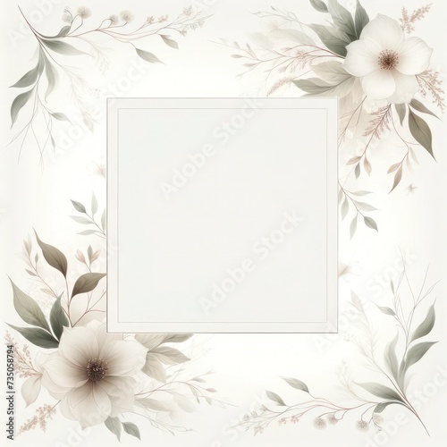 Subtle floral background, minimal aesthetics, clear white space at the center for text or design