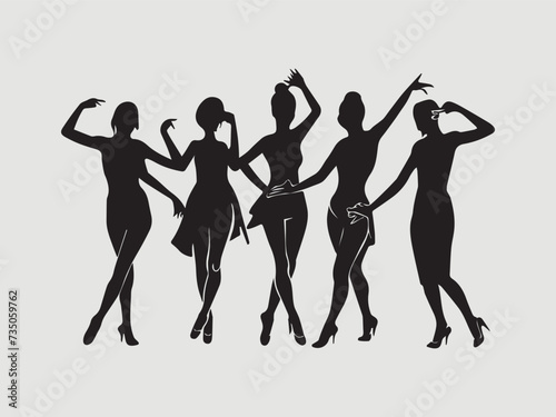 zumba silhouettes icon set  and women dancing vector 