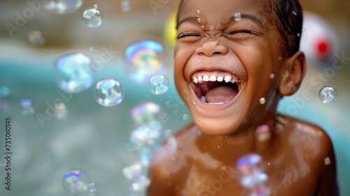 Pure Joy Radiating Child Blowing Bubbles Close-up