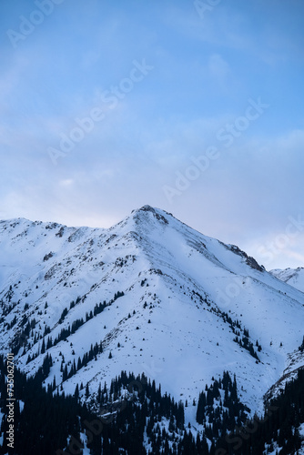 beautiful snowy mountain peaks. snow cliffs. winter in the mountains