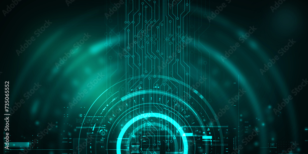 2d illustration Abstract futuristic electronic circuit technology background