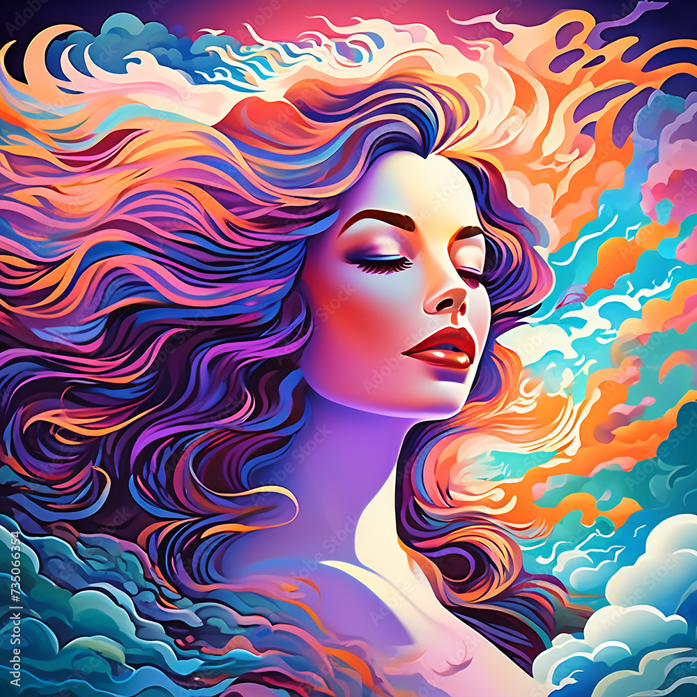 Think of psychedelic art, dreams capes, and abstract patterns. Think of psychedelic art, dreams capes, and abstract patterns.