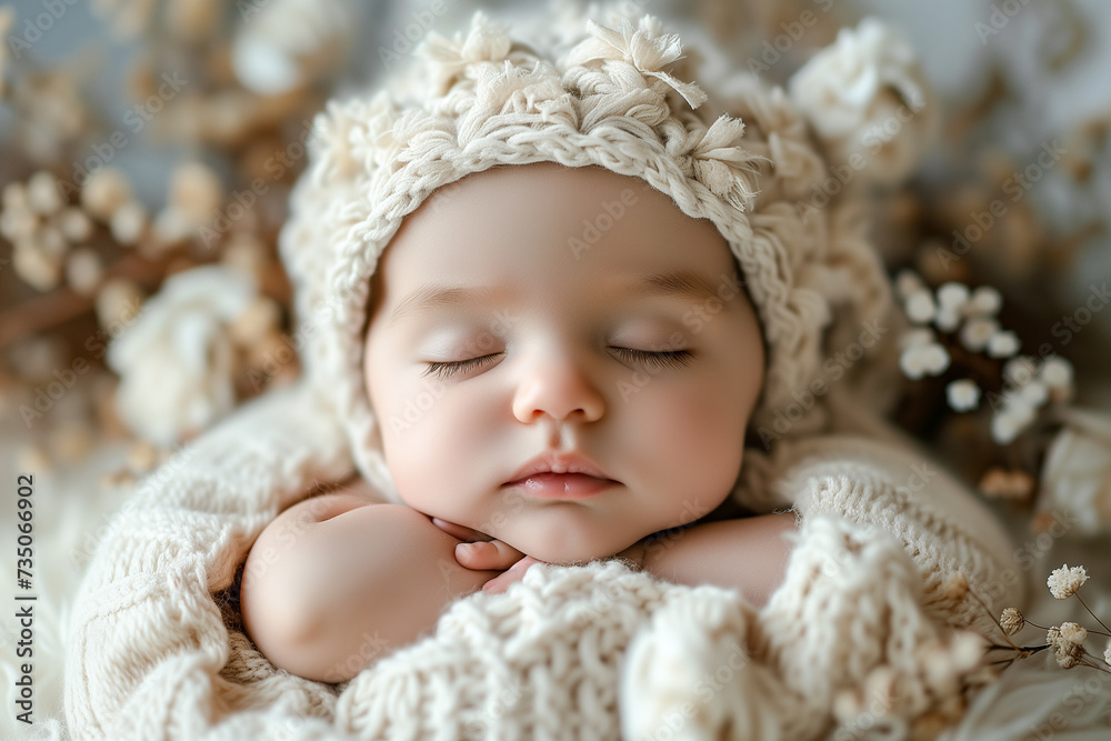 The newborn baby is sleeping. The newborn baby is sleeping.