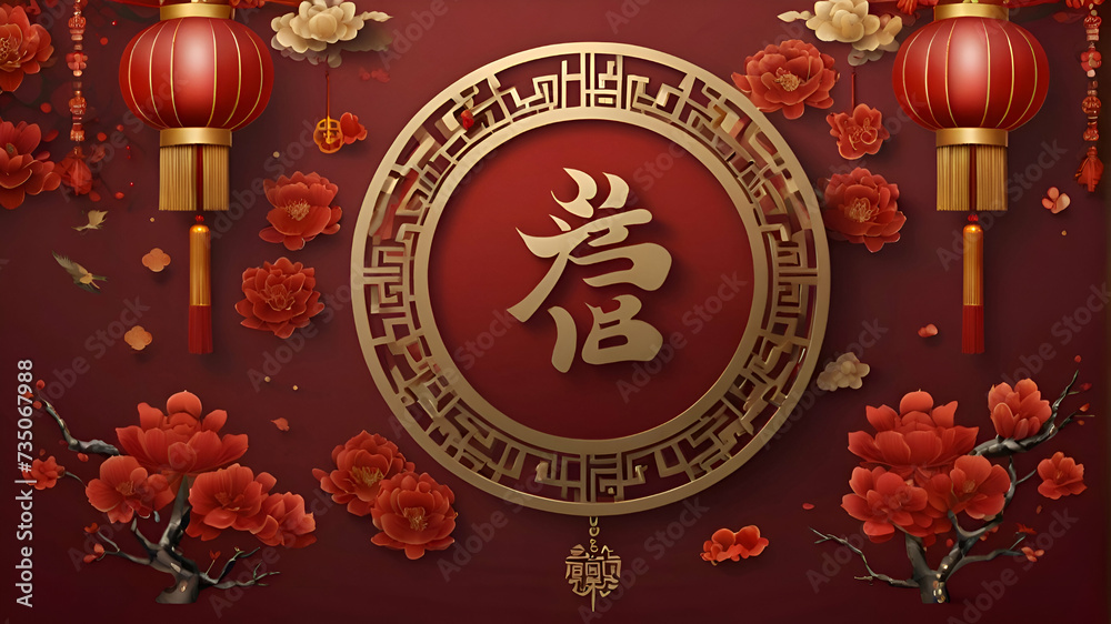 Chinese new year festive background with red decoration Chinese new year festive background with red decoration