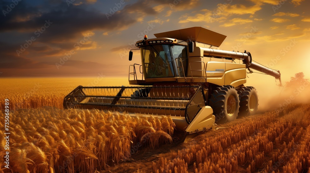 Fototapeta premium field combine harvesting corn