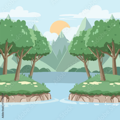 landscape with trees and water