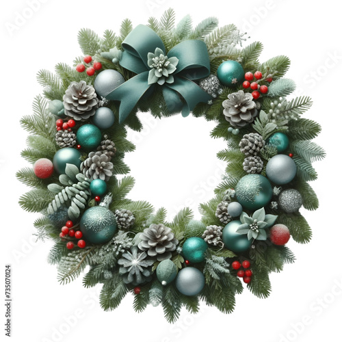 christmas wreath Isolated on White Transparent Background