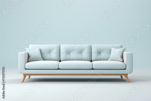 Contemporary Nordic couch in 3D with pale blue tone. Generative AI © David