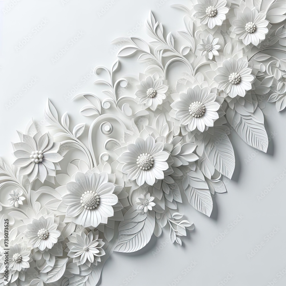 custom made wallpaper toronto digitalDelicate 3D White Blossoms: Botanical Beauty