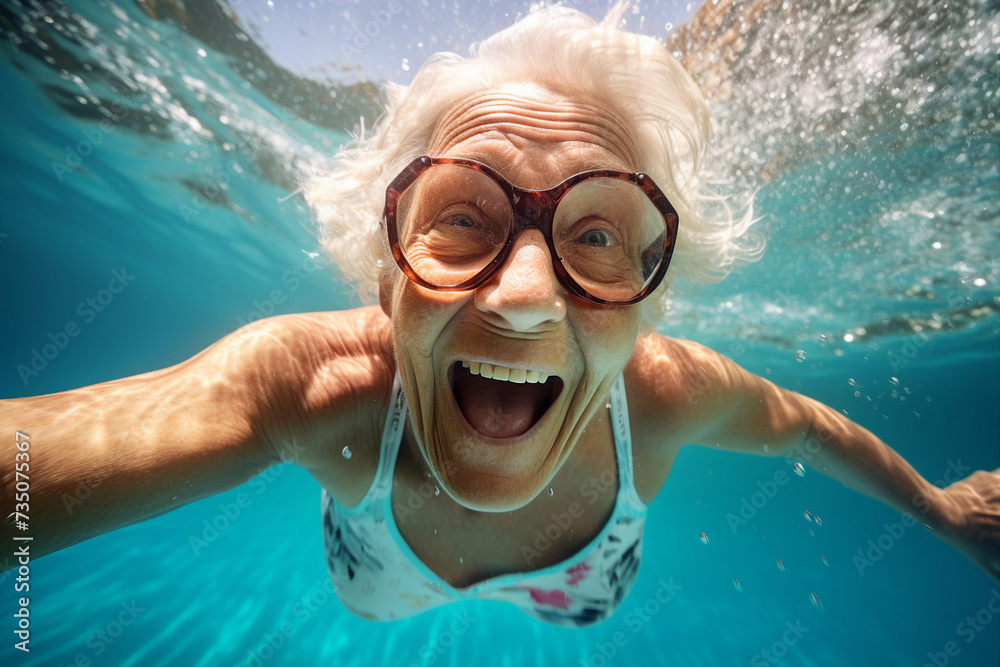 Fototapeta premium Generative AI picture aquatic excitement concept summer delight vibrant colorful sunny day aqua park family time