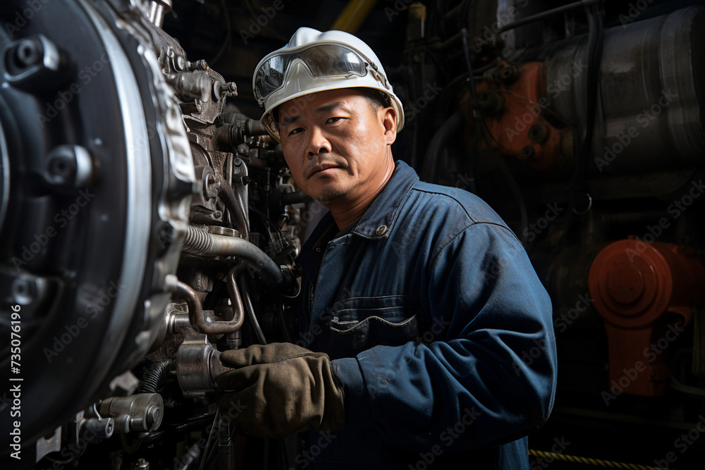 Ai generated image of factory engineer worker on industrial manufacturing Ai generated image of factory engineer worker on industrial manufacturing