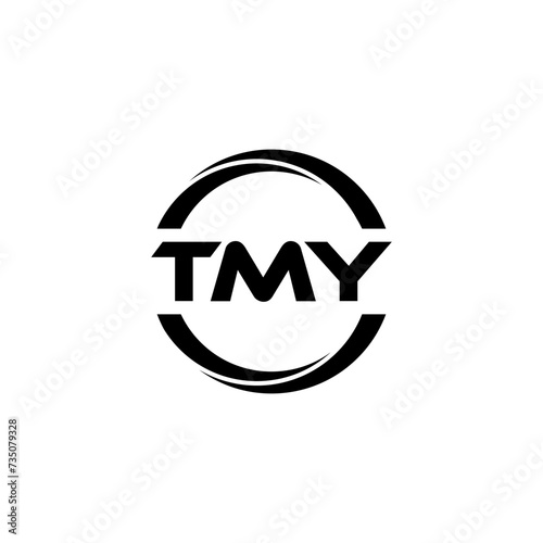 TMY letter logo design with white background in illustrator, cube logo, vector logo, modern alphabet font overlap style. calligraphy designs for logo, Poster, Invitation, etc. photo