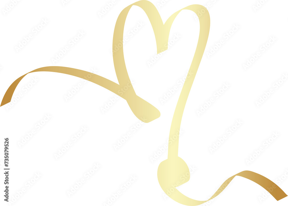 Heart shape golden ribbons, love, valentine, celebration Heart shape golden ribbons, love, valentine, celebration
