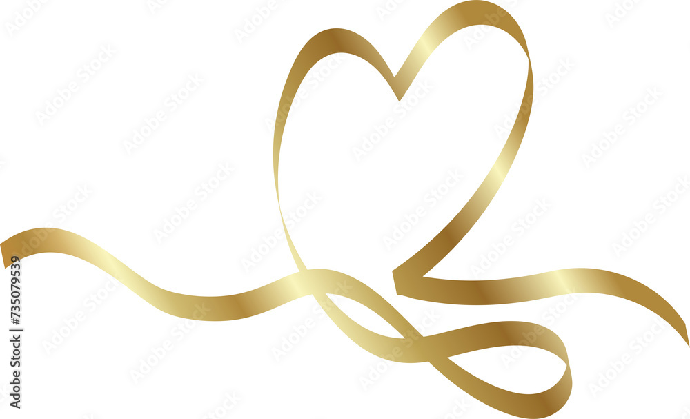Heart shape golden ribbons, love, valentine, celebration Heart shape golden ribbons, love, valentine, celebration