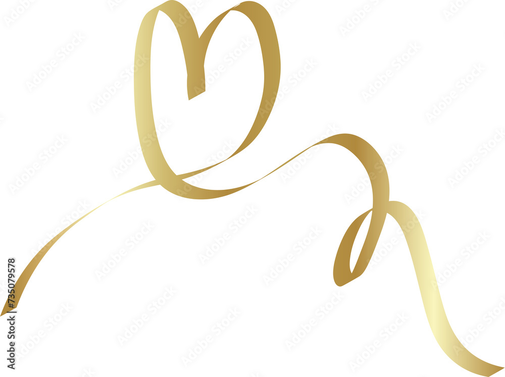 Heart shape golden ribbons, love, valentine, celebration Heart shape golden ribbons, love, valentine, celebration