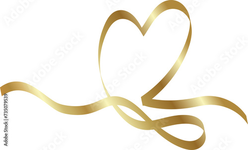 Heart shape golden ribbons, love, valentine, celebration