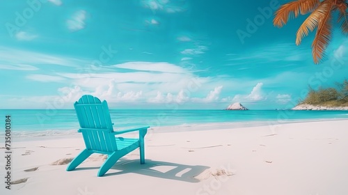 Beautiful beach  chairs on the sand near the sea  summer vacation and vacation concept for tourism  tropical landscape  inspirational